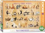 Puzzle Da 500 Pezzi - Puzzle - Famiglia Yoga Con Cuccioli E Gattini + Set Di 3 Accessori Per Puzzle