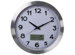 Orologio Da Parete Lcd In Alluminio Con Termometro, Igrometro E Previsione - Ø 35 Cm