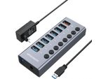 Graugear G-HUB71-A Graugear USB-HUB 7X Usb 3.0 Ports + 1 Usb Schnelllader Retail