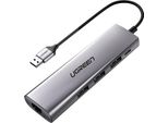 Adattatore Ugreen Cm266 60812 5W1 Usb-A 3.0 - Rj45 / 3X Usb-A 3.0 / Micro Usb - Grigio