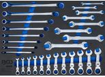 Bgs Inserto Per Carrello Da Officina 3/3: Doppia Chiave Aperta Doppia Chiave Ad Anello Chiave Ad Anello A Cricchetto Piegabile 28 Pz - 4008