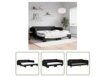 The Living Store Lettino Allungabile Con Materassi Nero 90X200 Cm In Tessuto