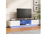 Mobile Tv Fortuna Lai Con Illuminazione A Led, Moderno Mobile Tv A 2 Ante, Supporto Tv Con Controllo Tramite App, Per Un Massimo Di 60 Pollici, Bianco