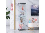 Vetrina Con Quattro Ripiani E Anta, Libreria Indipendente Per Soggiorno, Camera Da Letto, Ufficio, Vetro Di Sicurezza, Nero