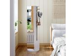 Proximax Specchio Girevole Bianco 360° Con Appendiabiti E Guardaroba Integrati, Specchio Multiuso Per La Camera Da Letto