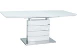 Casa Padrino Tavolo Da Pranzo Bianco / Argento 140-180 X 80 X H. 76 Cm - Tavolo Da Pranzo Allungabile Con Piano In Vetro - Mobili Da Cucina