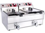 Beeketal Gastronomie Friteuse Fritteuse 230V, Fritteuse BTF/BWF:BWF-132P - 13 + 13 L mit Ablaufhahn