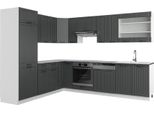 Vicco Cucina Angolare Completa Fame-Line, 227 X 287 Cm , Pt Antracite, Antracite Casa Di Campagna/Bianco