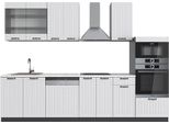 Vicco Cucina Componibile Fame-Line, 300 Cm Con Armadio Alto, Pt Marmo, Bianco Casa Di Campagna/Antracite