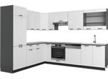 Vicco Cucina Angolare Completa Fame-Line, 227 X 287 Cm , Pt Antracite, Bianco Casa Di Campagna/Antracite