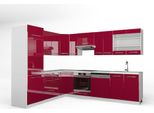 Vicco Cucina Angolare Completa Fame-Line, 227 X 287 Cm , Pt Marmo, Bordeaux Lucido/Bianco