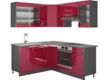 Vicco Cucina Angolare Completa Fame-Line, 160 X 190 Cm , Pt Antracite, Bordeaux Lucido/Antracite