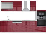 Vicco Cucina Componibile Fame-Line, 300 Cm Con Armadio Alto, Pt Marmo, Bordeaux Lucido/Bianco
