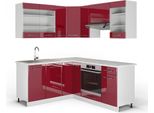 Vicco Cucina Angolare Completa Fame-Line, 160 X 190 Cm , Pt Marmo, Bordeaux Lucido/Bianco