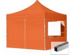 Toolport 3X3M Gazebo Pieghevole Con Laterali (Finestre Panoramiche), Economy Alluminio, Arancione