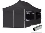 Toolport 3X6M Gazebo Pieghevole Con Laterali (Finestre Panoramiche), Economy Alluminio, Nero