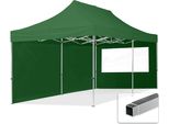 Toolport 3X6M Gazebo Pieghevole Con Laterali (Finestre Panoramiche), Economy Alluminio, Verde Scuro