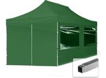 Toolport 3X6M Gazebo Pieghevole Con Laterali (Finestre Panoramiche), Economy Alluminio, Verde Scuro