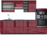 Vicco Cucina Componibile Fame-Line, 280 Cm , Pt Antracite, Bordeaux Lucido/Antracite