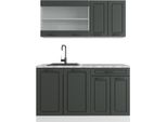 Vicco Cucina Monoblocco R-Line, 140 Cm , Pt Marmo, Antracite Casa Di Campagna/Bianco