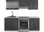 Vicco Cucina Componibile R-Line, 200 Cm , Pt Marmo, Antracite Casa Di Campagna/Bianco