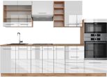 Vicco Cucina Componibile Fame-Line, 280 Cm , Pt Rovere, Bianco Lucido/Oro Power Oak