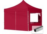 Toolport 3X3M Gazebo Pieghevole Con Laterali (Finestre Panoramiche), Economy Alluminio, Rosso