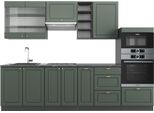 Vicco Cucina Componibile Fame-Line, 280 Cm Senza Piano Di Lavoro, Verde-Oro Country House/Antracite