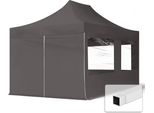 Toolport 3X4,5M Gazebo Pieghevole Con Laterali (Finestre Panoramiche), Economy Acciaio, Grigio Scuro