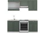 Vicco Cucina Componibile Fame-Line, 200 Cm , Pt Marmo, Verde-Oro Country House/Bianco