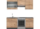 Vicco Cucina Componibile Fame-Line, 200 Cm , Pt Antracite, Quercia Dorata/Antracite