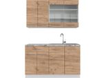 Vicco Cucina Completa Fame-Line, 140 Cm Senza Piano Di Lavoro, Quercia Dorata/Bianco