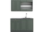 Vicco Cucina Completa Fame-Line, 140 Cm Senza Piano Di Lavoro, Verde-Oro Country House/Antracite