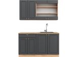 Vicco Cucina Completa Fame-Line, 140 Cm , Pt Rovere, Antracite Country House/Oro Kraft Oak