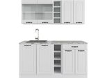 Vicco Cucina Completa R-Line, 160 Cm , Pt Marmo, Casa Di Campagna Bianca/Bianco