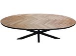 Casa Padrino Tavolo Da Pranzo In Legno Massiccio Colori Naturali / Nero 240 X 100 X H. 76 Cm - Tavolo Da Cucina Ovale In Legno Massiccio - Mobili Da Sala Da Pranzo - Mobili In Legno Massiccio - Mobili