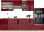 Vicco Cucina Componibile Fame-Line, 280 Cm Senza Piano Di Lavoro, Bordeaux Lucido/Rovere Oro