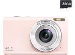 INF Digitalkamera 48 MP, 2,7 K FHD, 16-facher Digitalzoom, Webcam, Autofokus Rosa