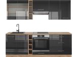 Vicco Cucina Componibile Fame-Line, 235 Cm , Pt Rovere, Antracite Lucido/Oro Power Oak