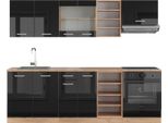Vicco Cucina Componibile R-Line, 240 Cm , Pt Rovere, Rovere Nero/Oro Lucido