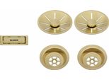 Blanco Set Di Scarico E Troppopieno Oro Satinato Per Lavabo Doppio Pvd Oro Satinato