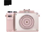 INF Digitalkamera 4K/48 MP/18-facher Digitalzoom/Autofokus/Dual-Kamera 32 GB Speicherkarte Rosa