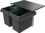 Naber 8013411 Cestino Per Rifiuti Cox Stand-Up® 350 S/600-3 Con Coperchio Organico, Antracite, 42 (2X10/1X22) Litri / Larghezza Mobile 60 Cm