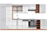 Vicco Cucina Componibile Fame-Line, 355 Cm , Pt Marmo, Bianco Lucido/Oro Power Oak/Quercia Dorata