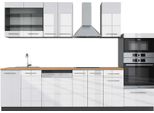 Vicco Cucina Componibile Fame-Line, 300 Cm Con Armadio Alto, Pt Rovere, Bianco Lucido/Antracite