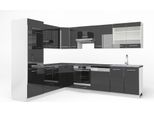Vicco Cucina Angolare Completa Fame-Line, 227 X 287 Cm , Pt Antracite, Antracite Lucido/Bianco