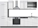 Vicco Cucina Componibile Fame-Line, 300 Cm , Pt Antracite, Bianco Lucido/Antracite