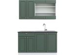 Vicco Cucina Completa Fame-Line, 140 Cm , Pt Antracite, Verde-Oro Country House/Bianco