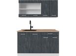 Vicco Cucina Monoblocco R-Line, 140 Cm Pt Rovere, Nero Cemento/Bianco