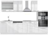Vicco Cucina Componibile Fame-Line, 300 Cm Con Armadio Alto, Pt Marmo, Bianco Lucido/Bianco